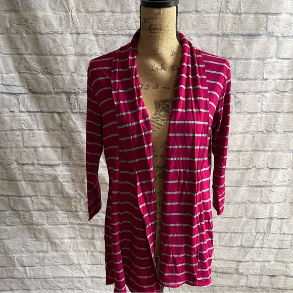 New York & Company Striped Pink Cardigan - Picture 2 of 5